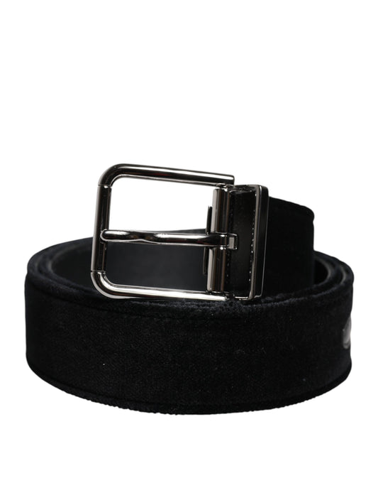 Dolce & Gabbana Leather & Cotton Belt - Black Silver