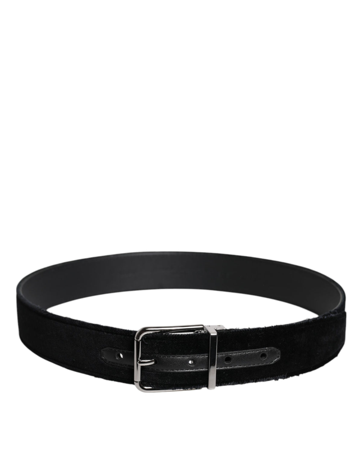 Dolce & Gabbana Leather & Cotton Belt - Black Silver