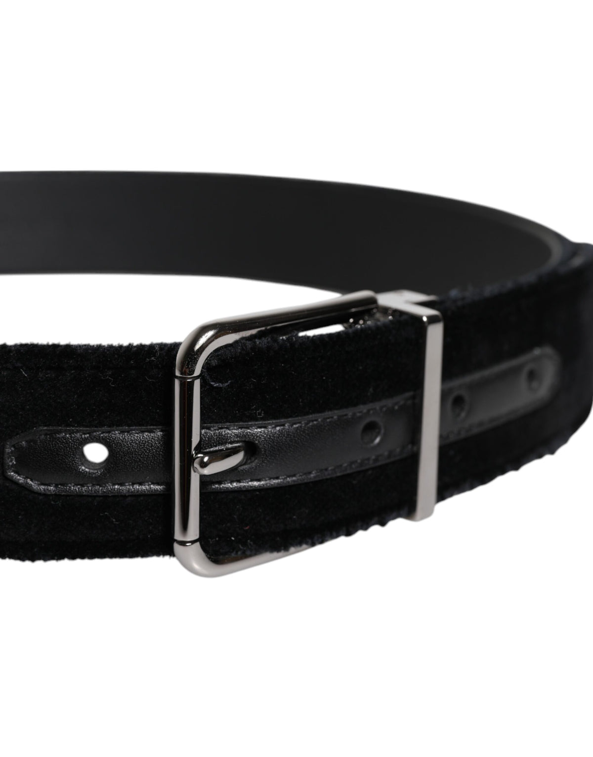 Dolce & Gabbana Leather & Cotton Belt - Black Silver