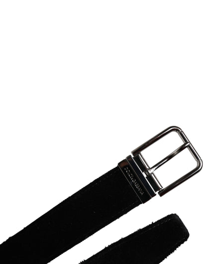 Dolce & Gabbana Leather & Cotton Belt - Black Silver