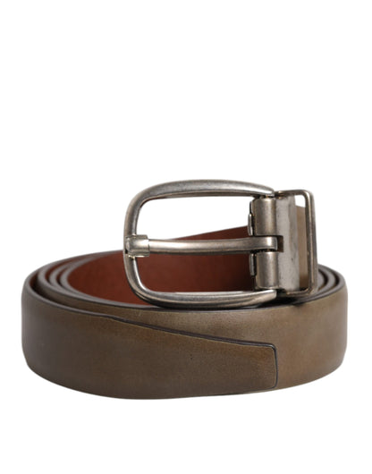 Dolce & Gabbana Leather & Metal Belt - Brown Silver