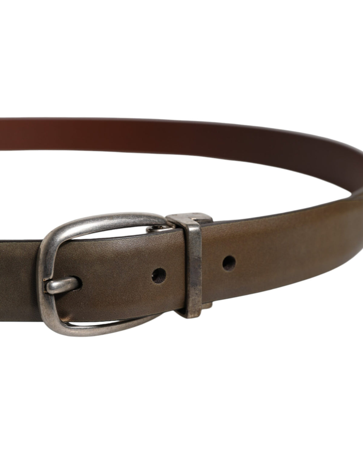 Dolce & Gabbana Leather & Metal Belt - Brown Silver
