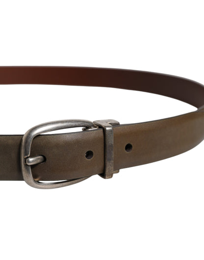 Dolce & Gabbana Leather & Metal Belt - Brown Silver