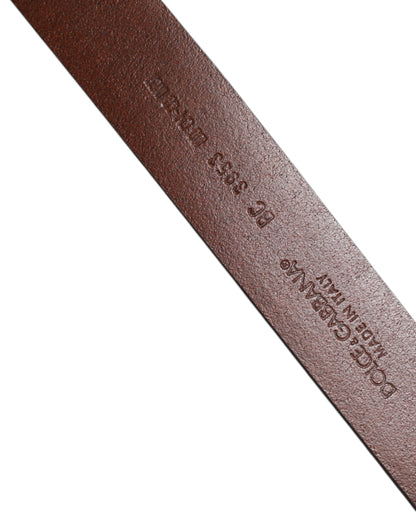 Dolce & Gabbana Leather & Metal Belt - Brown Silver