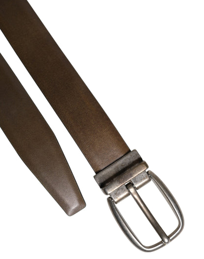 Dolce & Gabbana Leather & Metal Belt - Brown Silver