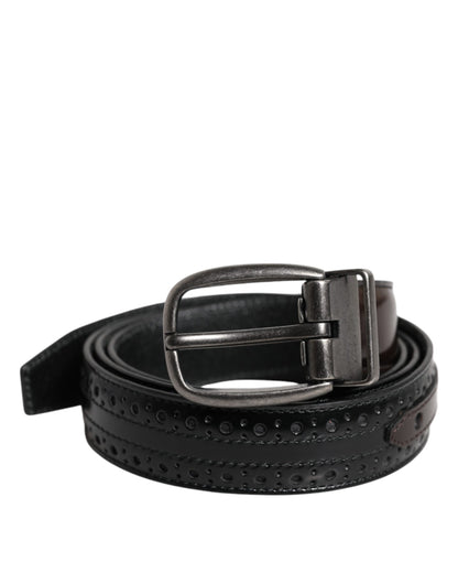 Dolce & Gabbana Calf Leather Belt - Black Brown Silver