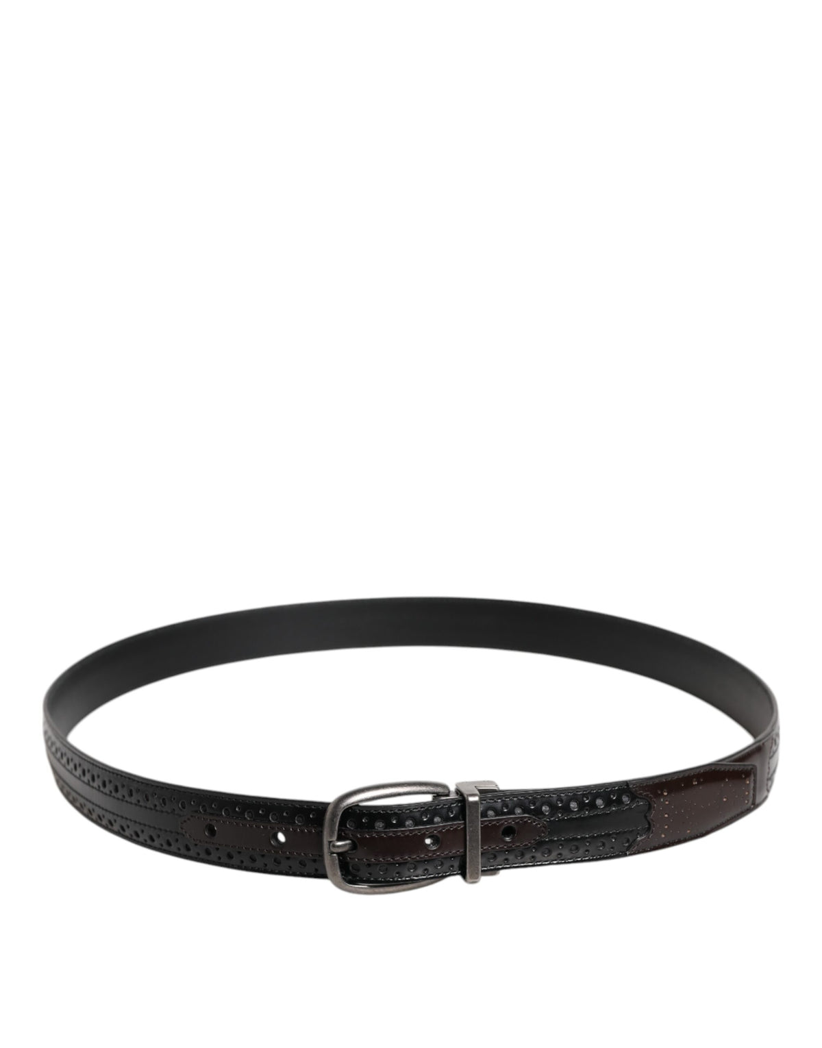 Dolce & Gabbana Calf Leather Belt - Black Brown Silver