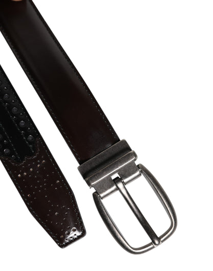 Dolce & Gabbana Calf Leather Belt - Black Brown Silver