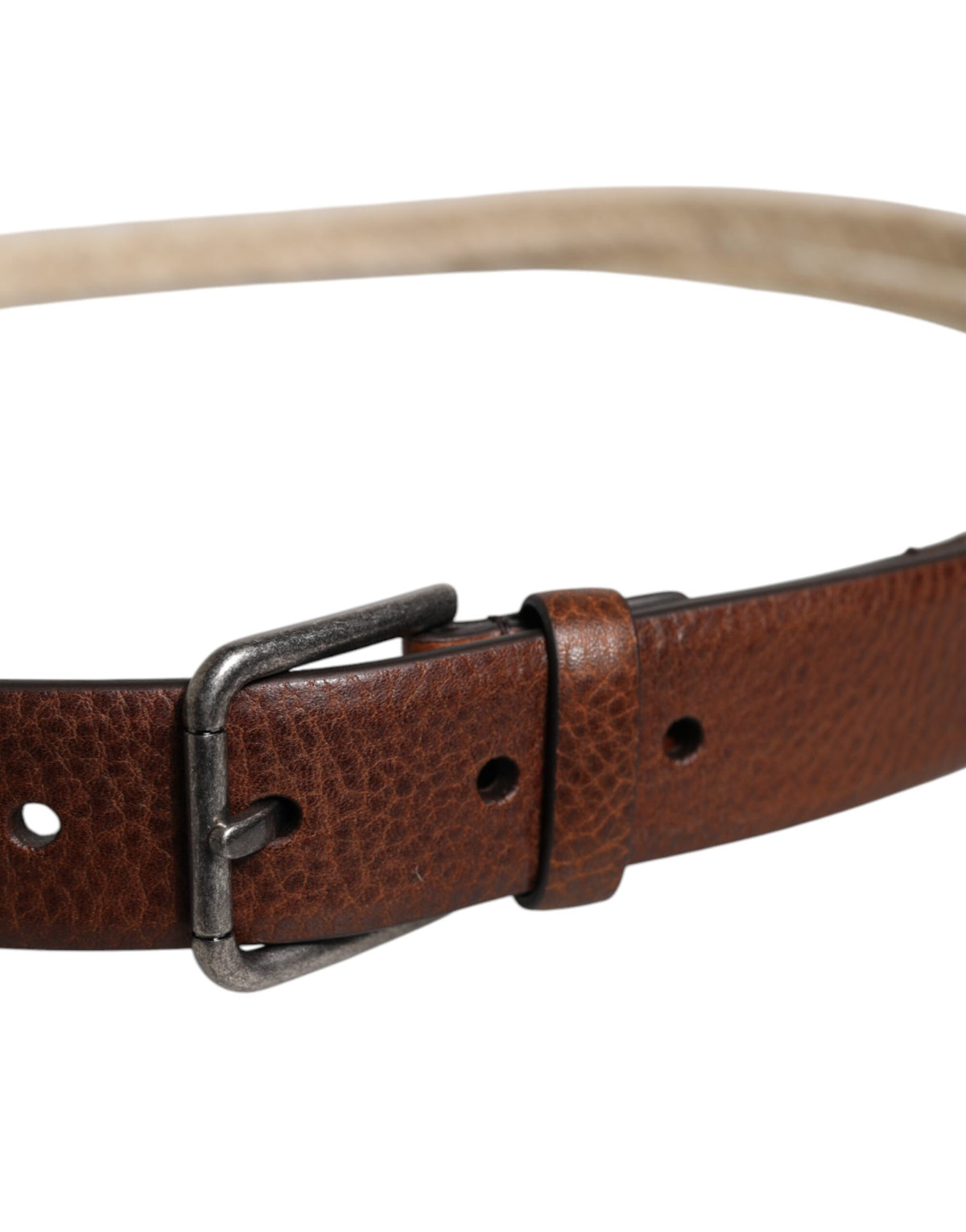 Dolce & Gabbana Calf Leather Jute & Metal Belt - Beige Brown Silver
