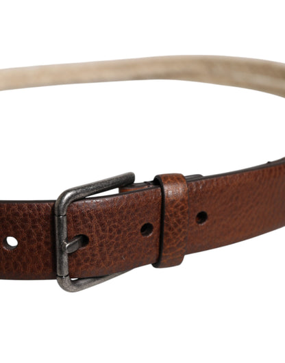 Dolce & Gabbana Calf Leather Jute & Metal Belt - Beige Brown Silver