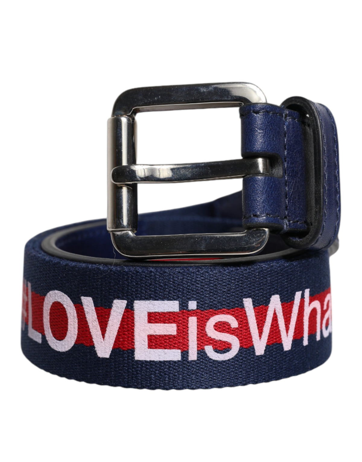 Dolce & Gabbana Calf Leather Cotton Polyester & Viscose Belt - Blue