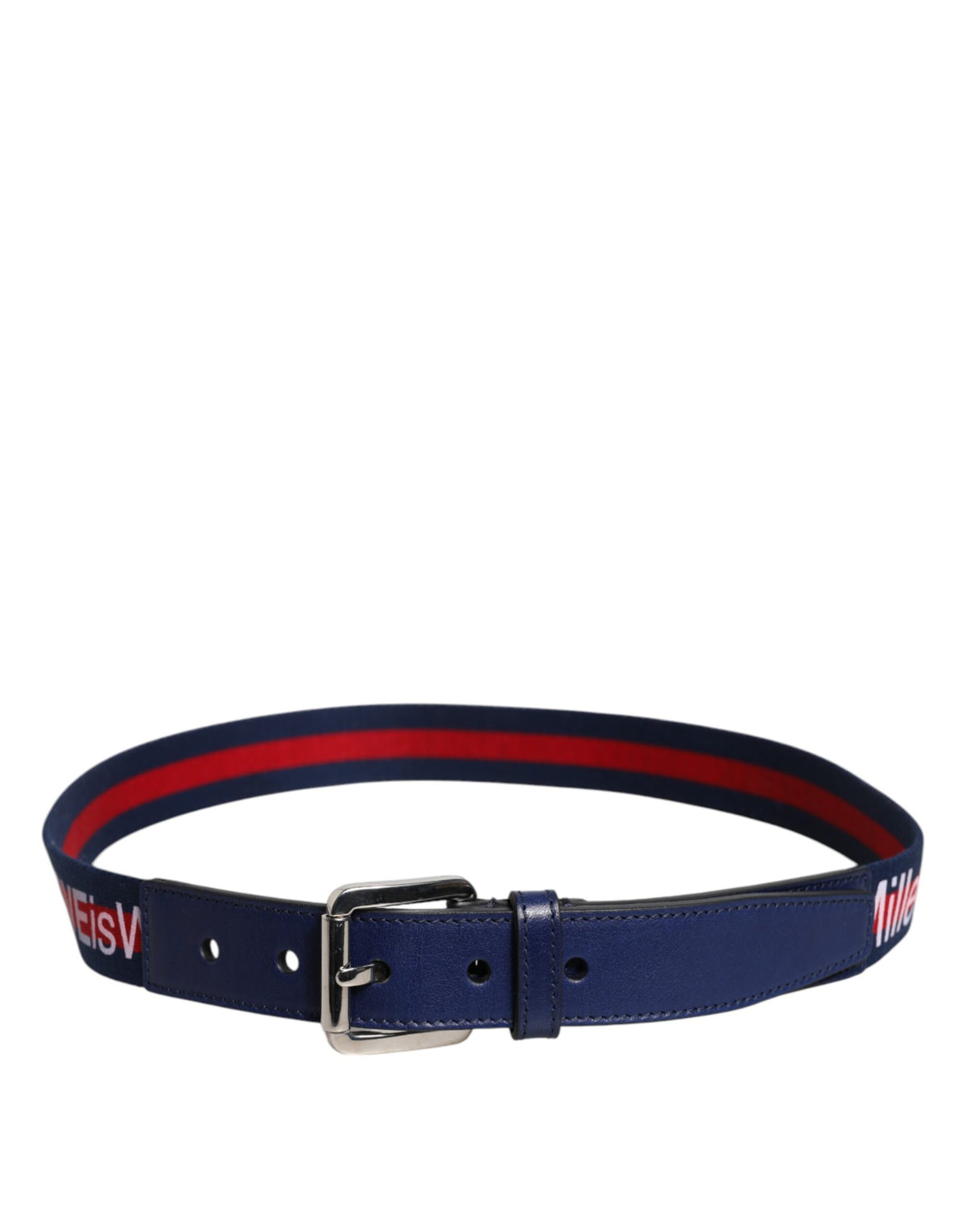 Dolce & Gabbana Calf Leather Cotton Polyester & Viscose Belt - Blue