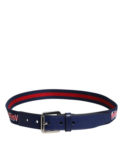 Dolce & Gabbana Calf Leather Cotton Polyester & Viscose Belt - Blue