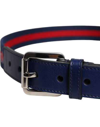 Dolce & Gabbana Calf Leather Cotton Polyester & Viscose Belt - Blue