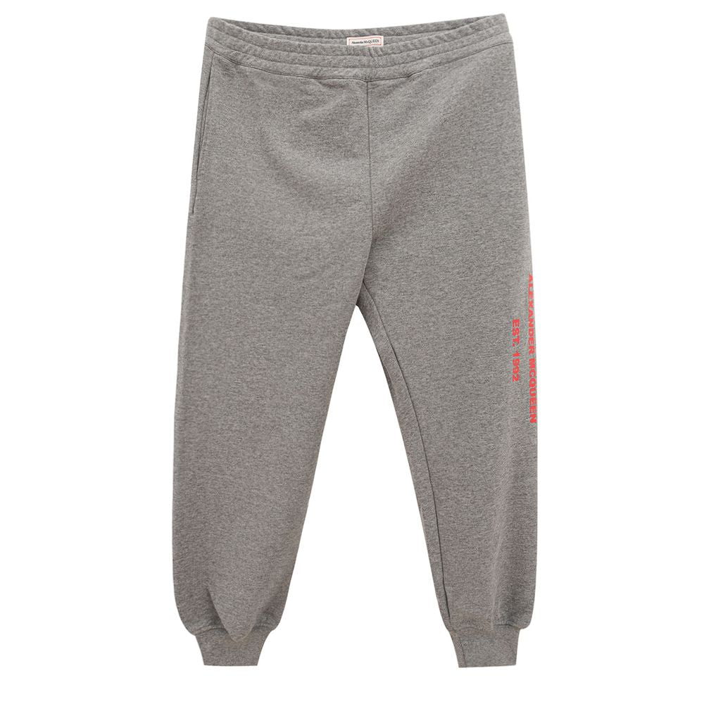 Elegant Gray Cotton Blend Trousers