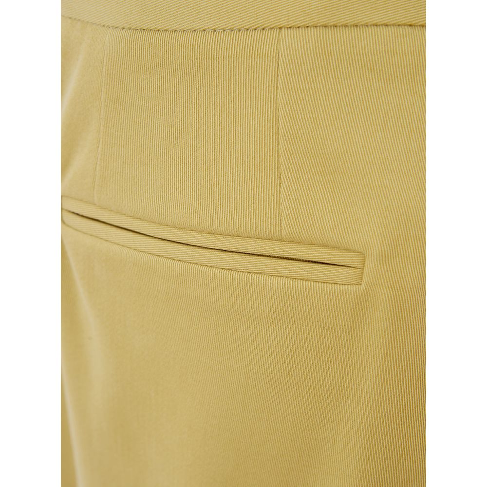 Elegant Golden Cotton Trousers