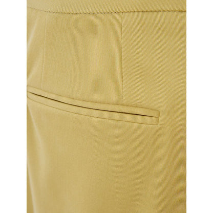Elegant Golden Cotton Trousers