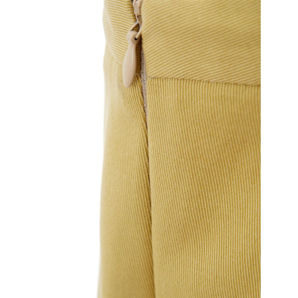 Elegant Golden Cotton Trousers
