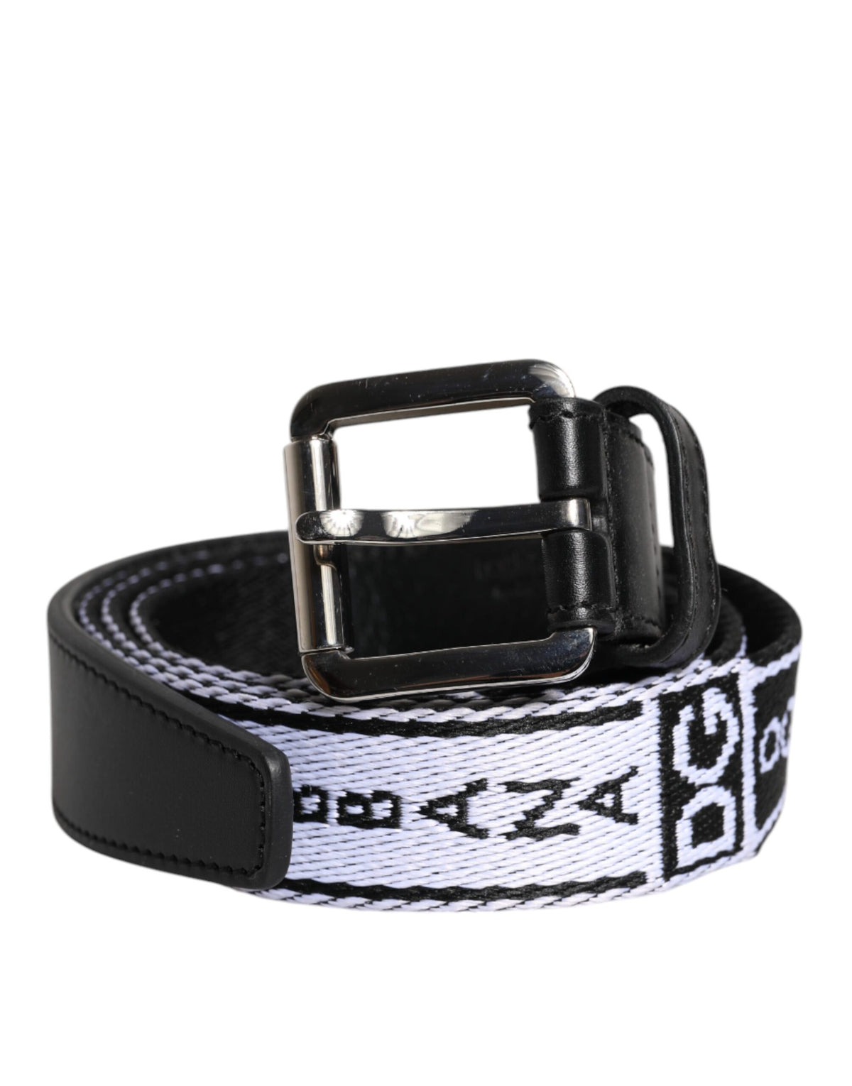 Dolce & Gabbana Nylon Leather Belt - Black White