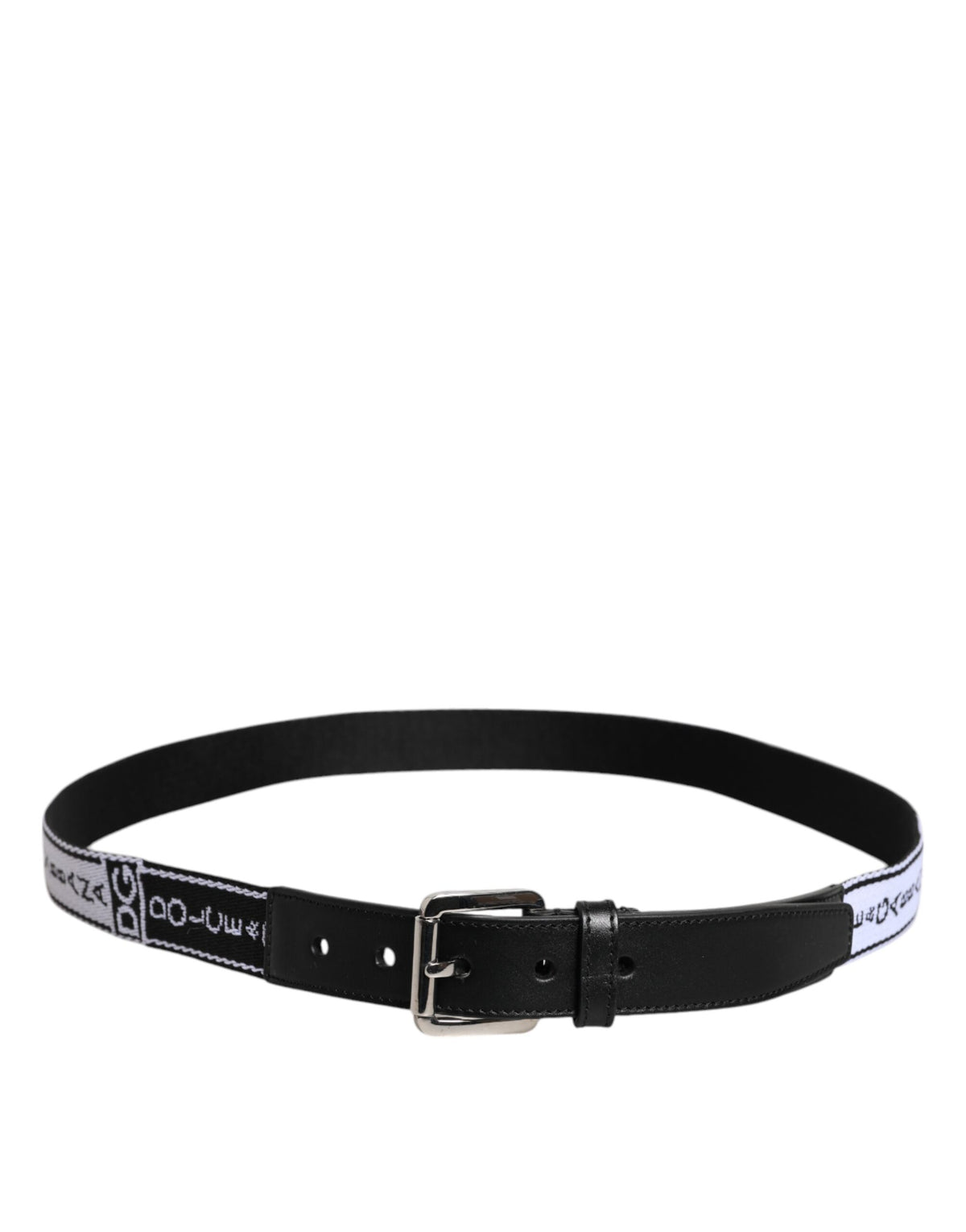 Dolce & Gabbana Nylon Leather Belt - Black White