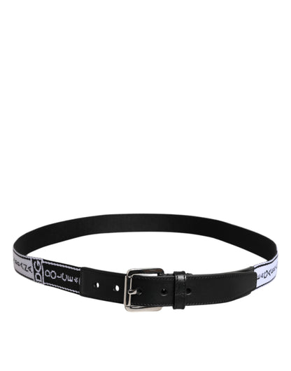 Dolce & Gabbana Nylon Leather Belt - Black White