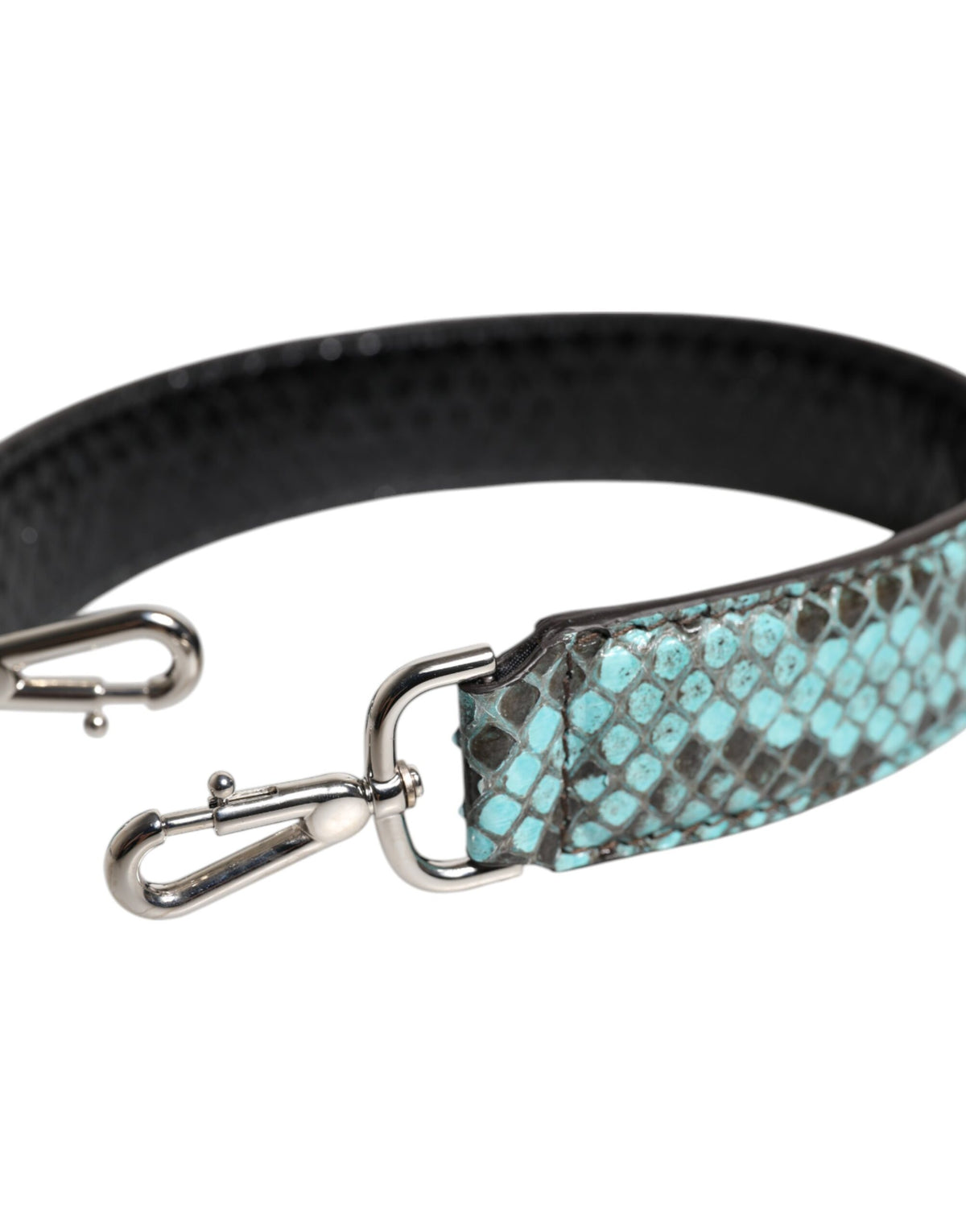 Dolce & Gabbana Python Leather Shoulder Strap - Black Blue Silver