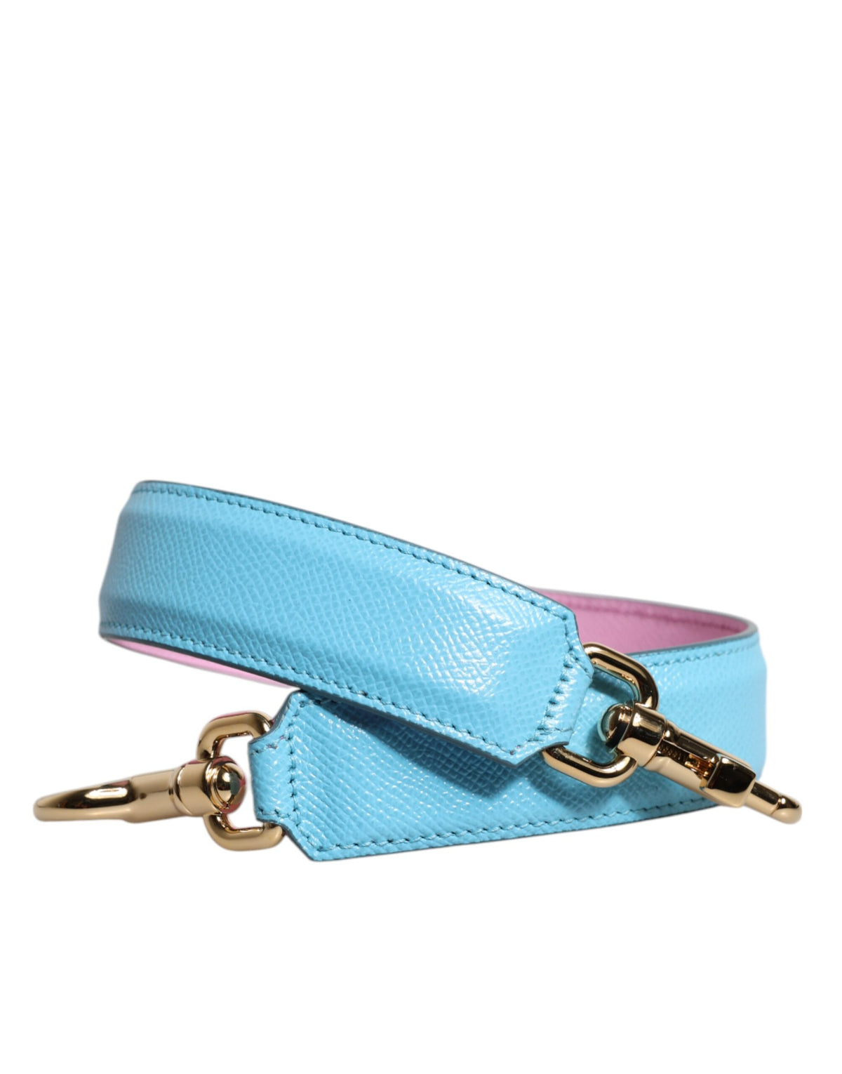 Dolce & Gabbana Leather Metal Shoulder Strap - Light Blue Pink Silver