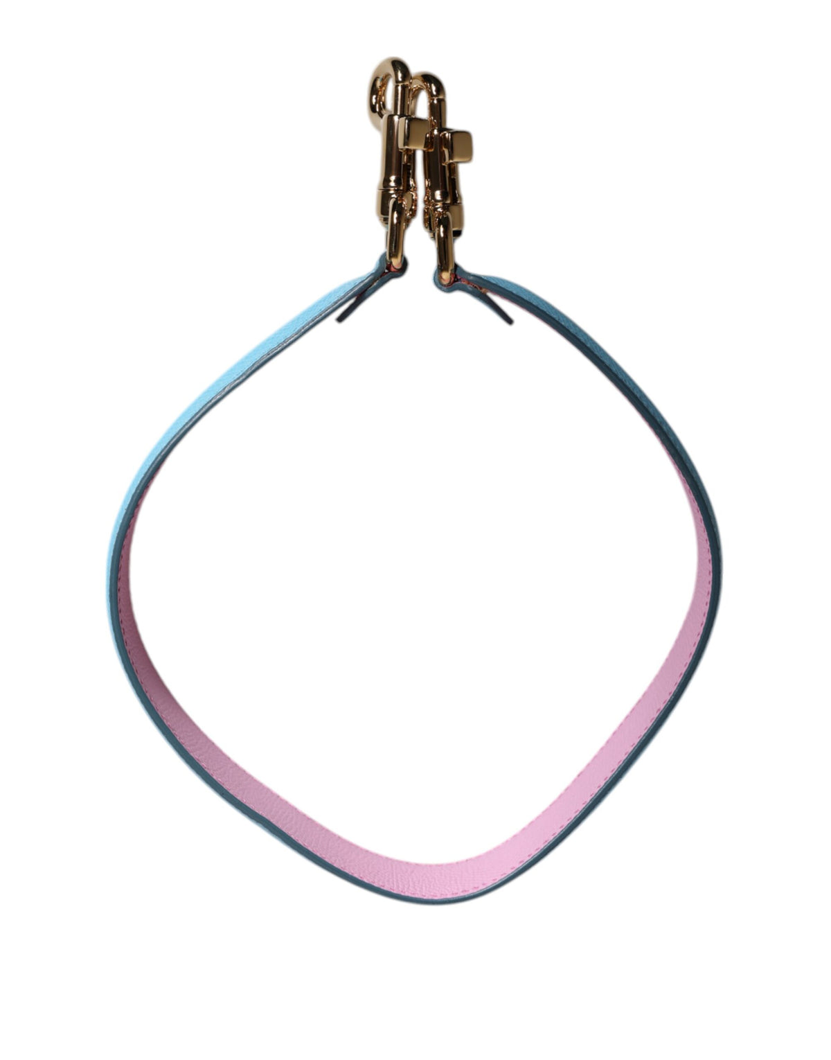 Dolce & Gabbana Leather Metal Shoulder Strap - Light Blue Pink Silver