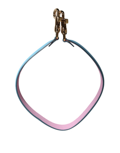 Dolce & Gabbana Leather Metal Shoulder Strap - Light Blue Pink Silver