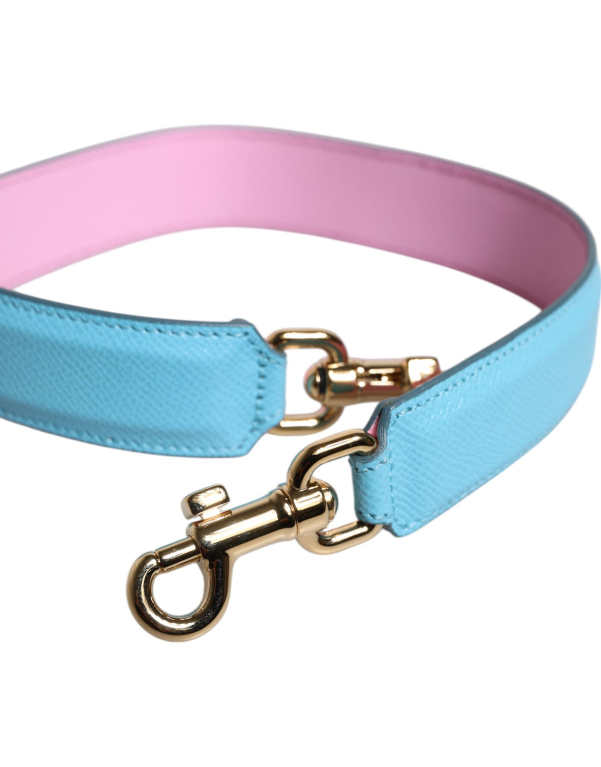 Dolce & Gabbana Leather Metal Shoulder Strap - Light Blue Pink Silver