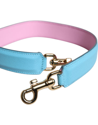 Dolce & Gabbana Leather Metal Shoulder Strap - Light Blue Pink Silver