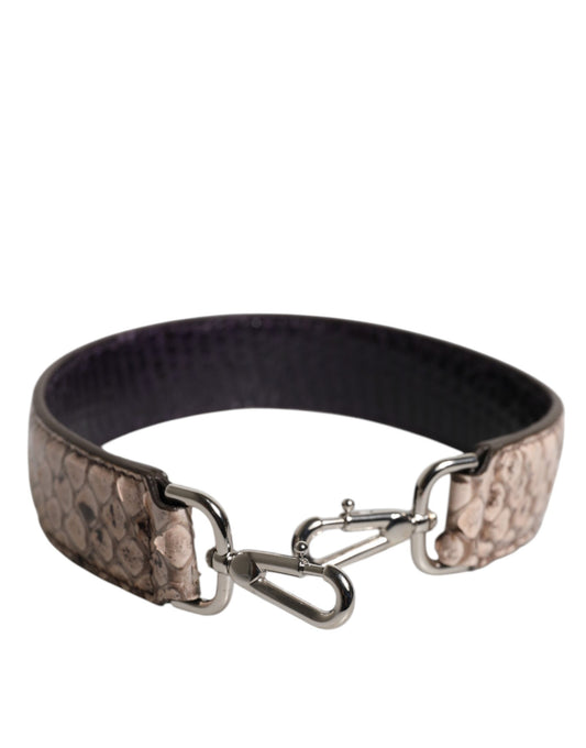 Dolce & Gabbana Python Leather Shoulder Strap - Black Cream Silver