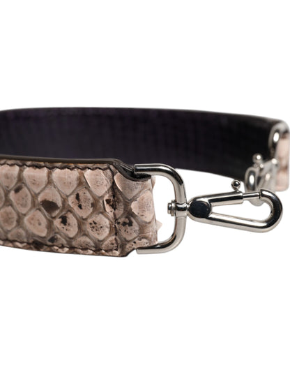 Dolce & Gabbana Python Leather Shoulder Strap - Black Cream Silver