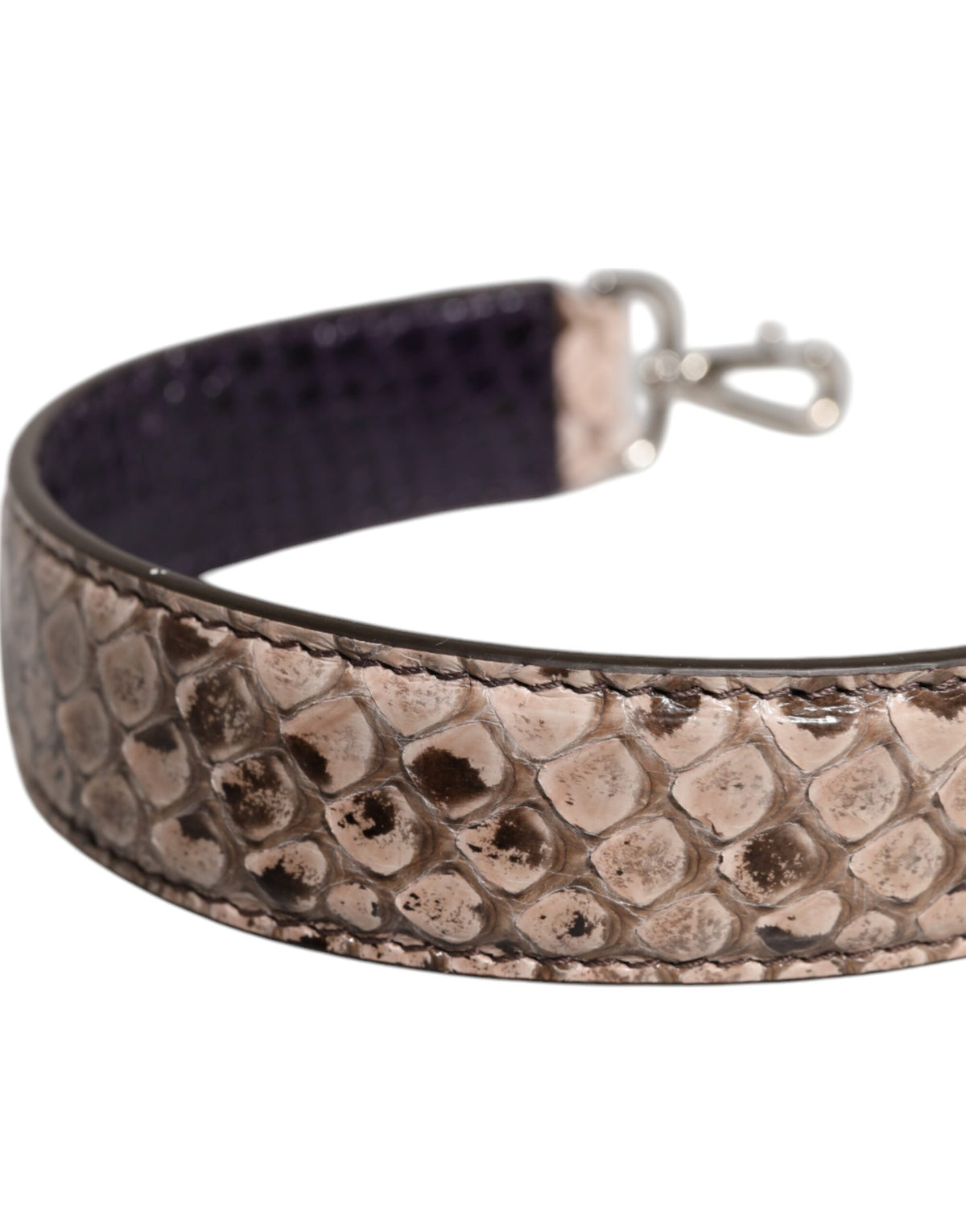 Dolce & Gabbana Python Leather Shoulder Strap - Black Cream Silver