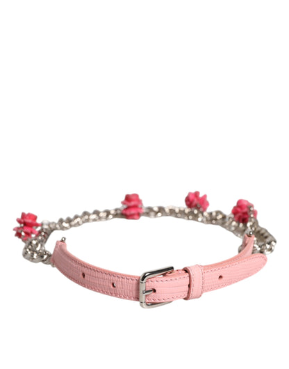 Dolce & Gabbana Brass Calfskin Leather & Resin Belt - Pink Silver