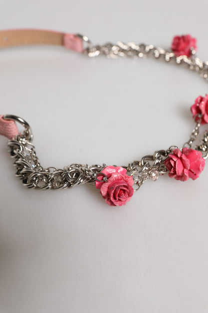 Dolce & Gabbana Brass Calfskin Leather & Resin Belt - Pink Silver