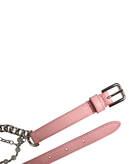 Dolce & Gabbana Brass Calfskin Leather & Resin Belt - Pink Silver