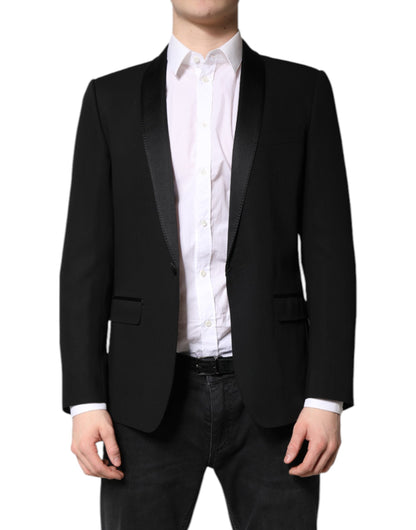 Dolce & Gabbana Men's Single Breasted Virgin Wool Viscose Nylon & Silk Blazer - Black