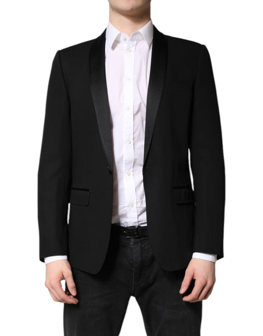 Dolce & Gabbana Men's Single Breasted Virgin Wool Viscose Nylon & Silk Blazer - Black