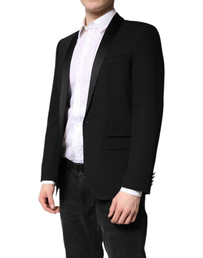 Dolce & Gabbana Men's Single Breasted Virgin Wool Viscose Nylon & Silk Blazer - Black
