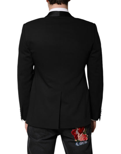 Dolce & Gabbana Men's Single Breasted Virgin Wool Viscose Nylon & Silk Blazer - Black