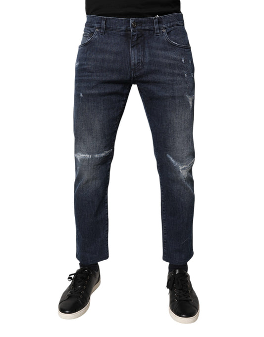 Dolce & Gabbana Blue Cotton Stretch Skinny Men Denim Jeans