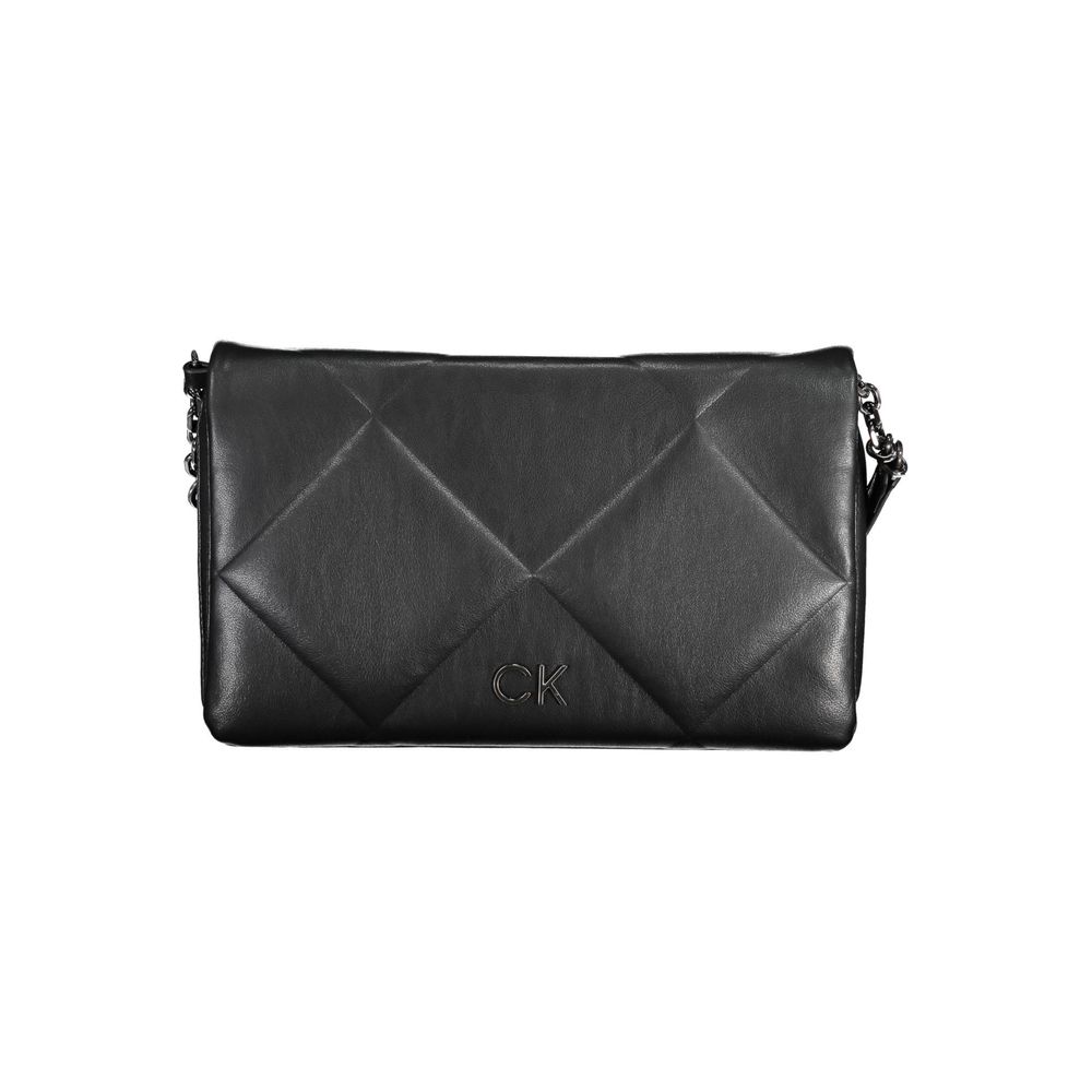 Calvin Klein Black Quilted Leather Effect Polyester Fold-over Handbag