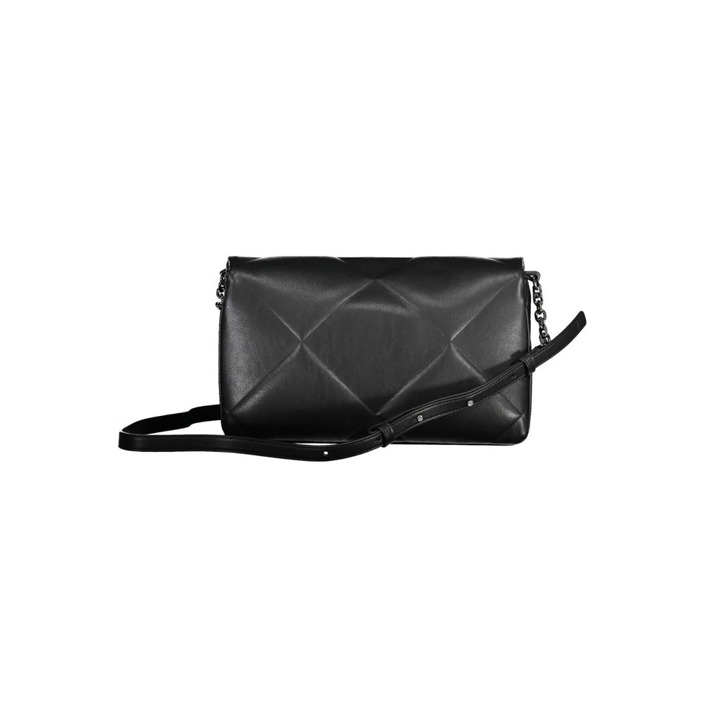 Calvin Klein Black Quilted Leather Effect Polyester Fold-over Handbag