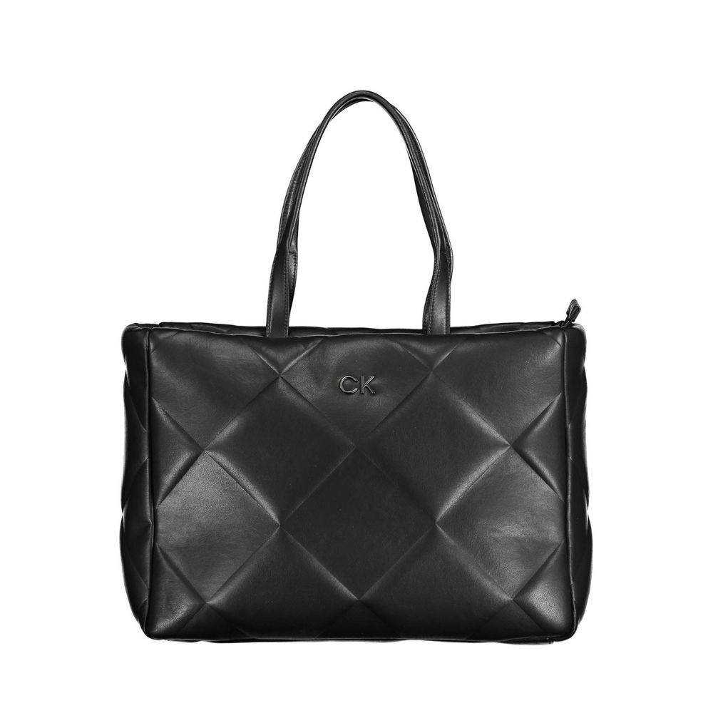 Calvin Klein Black Quilted Leather Effect Polyester Shoulder Handbag