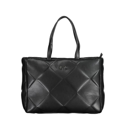 Calvin Klein Black Quilted Leather Effect Polyester Shoulder Handbag