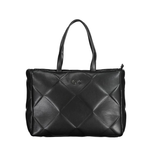 Calvin Klein Black Quilted Leather Effect Polyester Shoulder Handbag