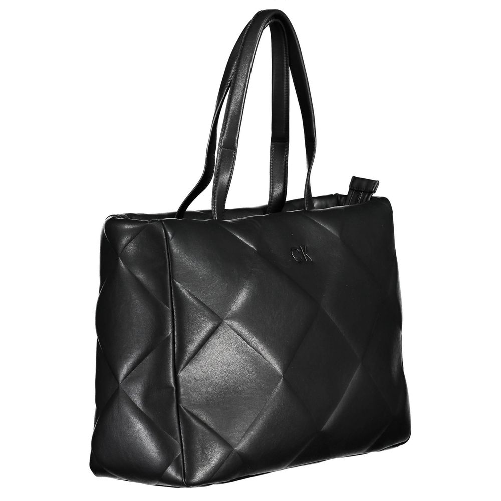 Calvin Klein Black Quilted Leather Effect Polyester Shoulder Handbag