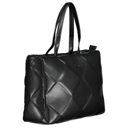 Calvin Klein Black Quilted Leather Effect Polyester Shoulder Handbag