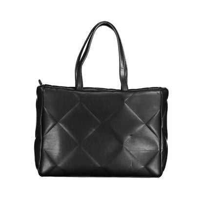 Calvin Klein Black Quilted Leather Effect Polyester Shoulder Handbag